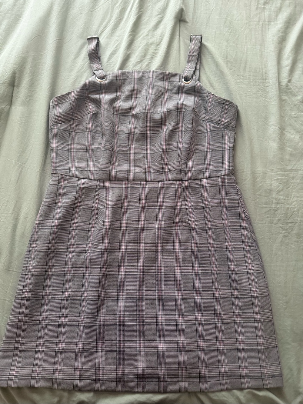 Plaid Pink-Grey Sleeveless Dress